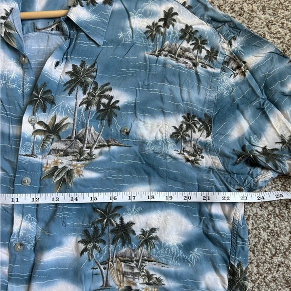 Campos Moda Tropical Escape Blue Palm Shirt Button Down Hawaiian Beach Vacation - Picture 5 of 6